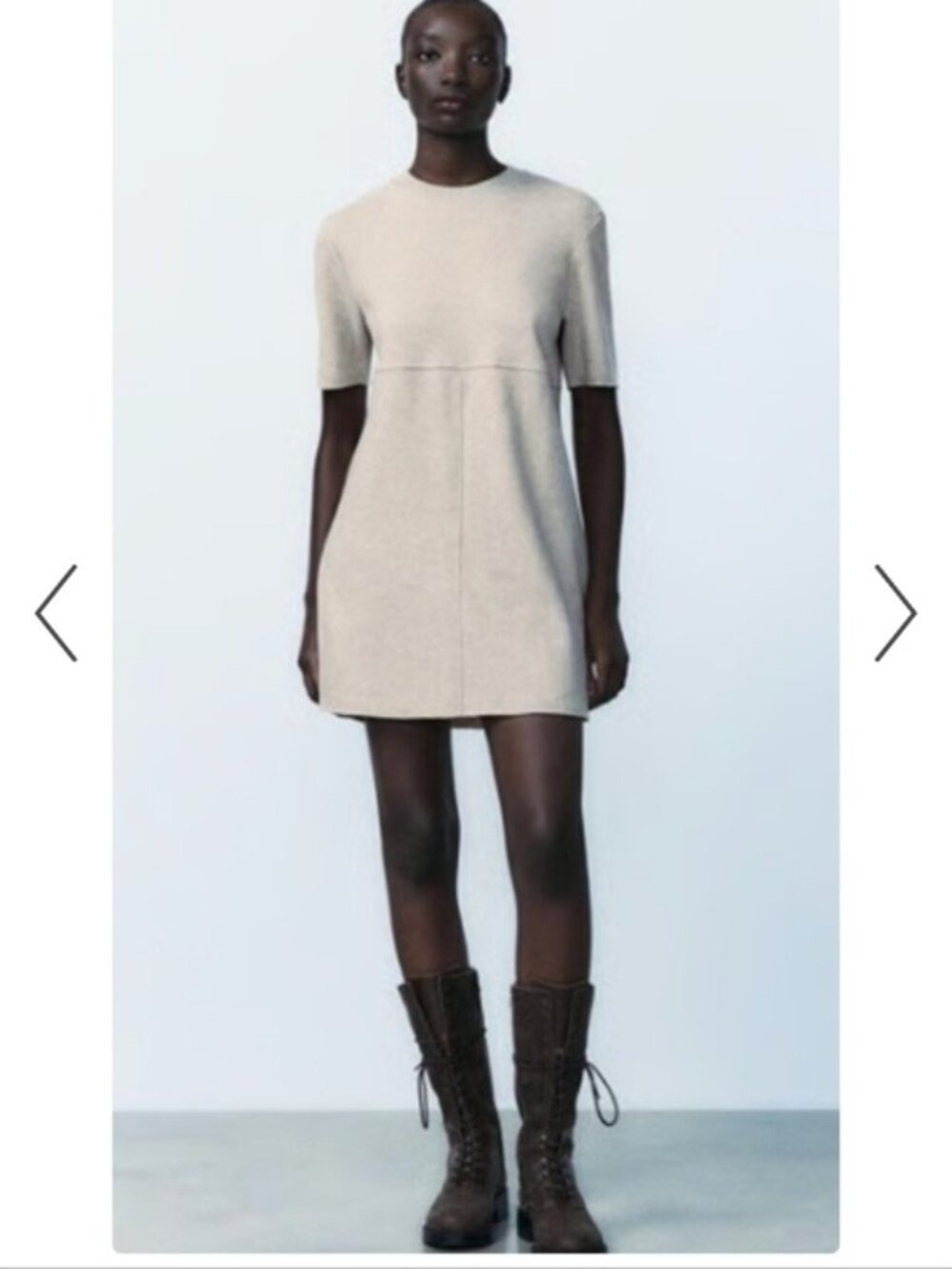 ZARA | Soft Faux Suede Dress Cream Sz S